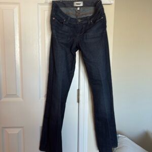Like New Paige Mid Rise Skyline Boot Leg Dark Wash 
Jeans